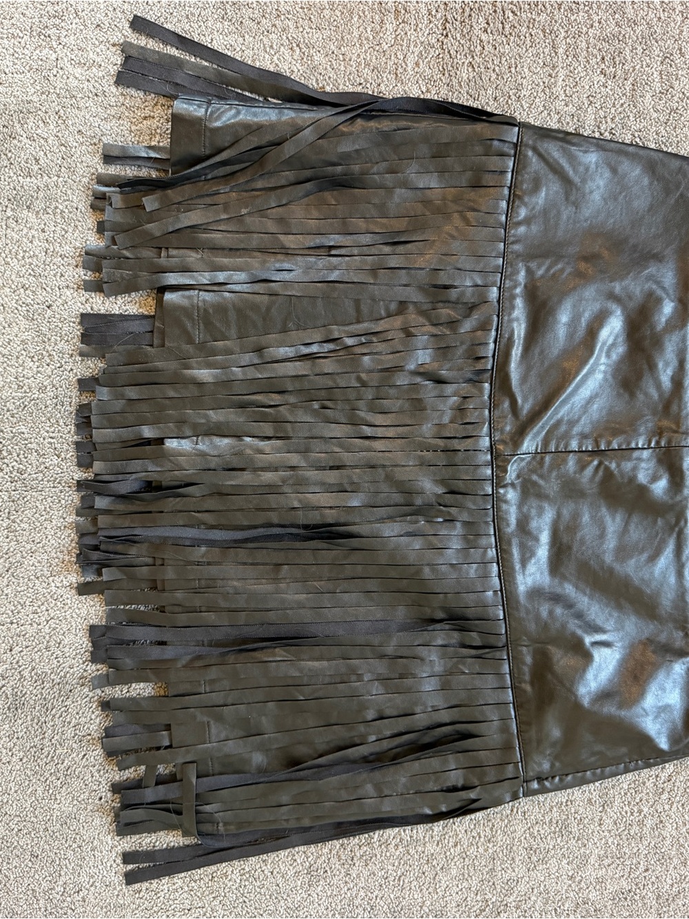 BONGO Black Faux Leather Fringe Mini Skirt - Picture 4 of 5
